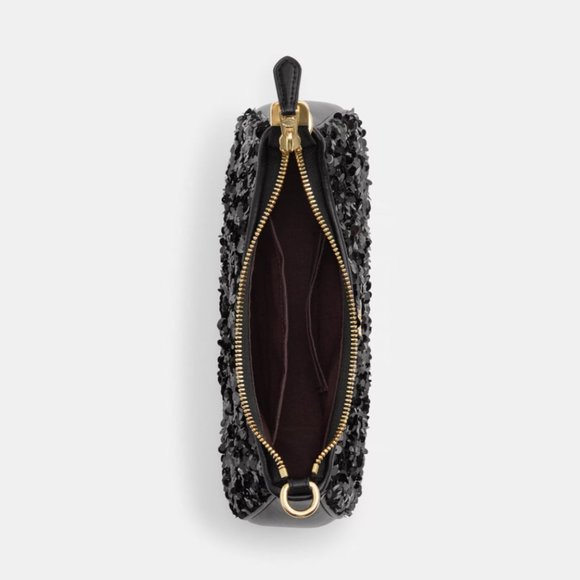 COACH CO951 Teri Shoulder Bag In Sequins And Smooth Leather Gold/Black - Picture 4 of 15